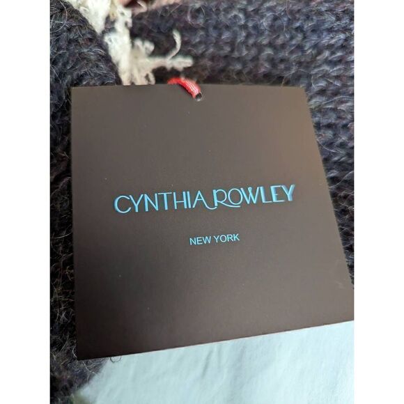 Cynthia Rowley Women Long Sleeve Scoop Neck Open-Knit Sweater Heathered Black Si - Picture 14 of 14